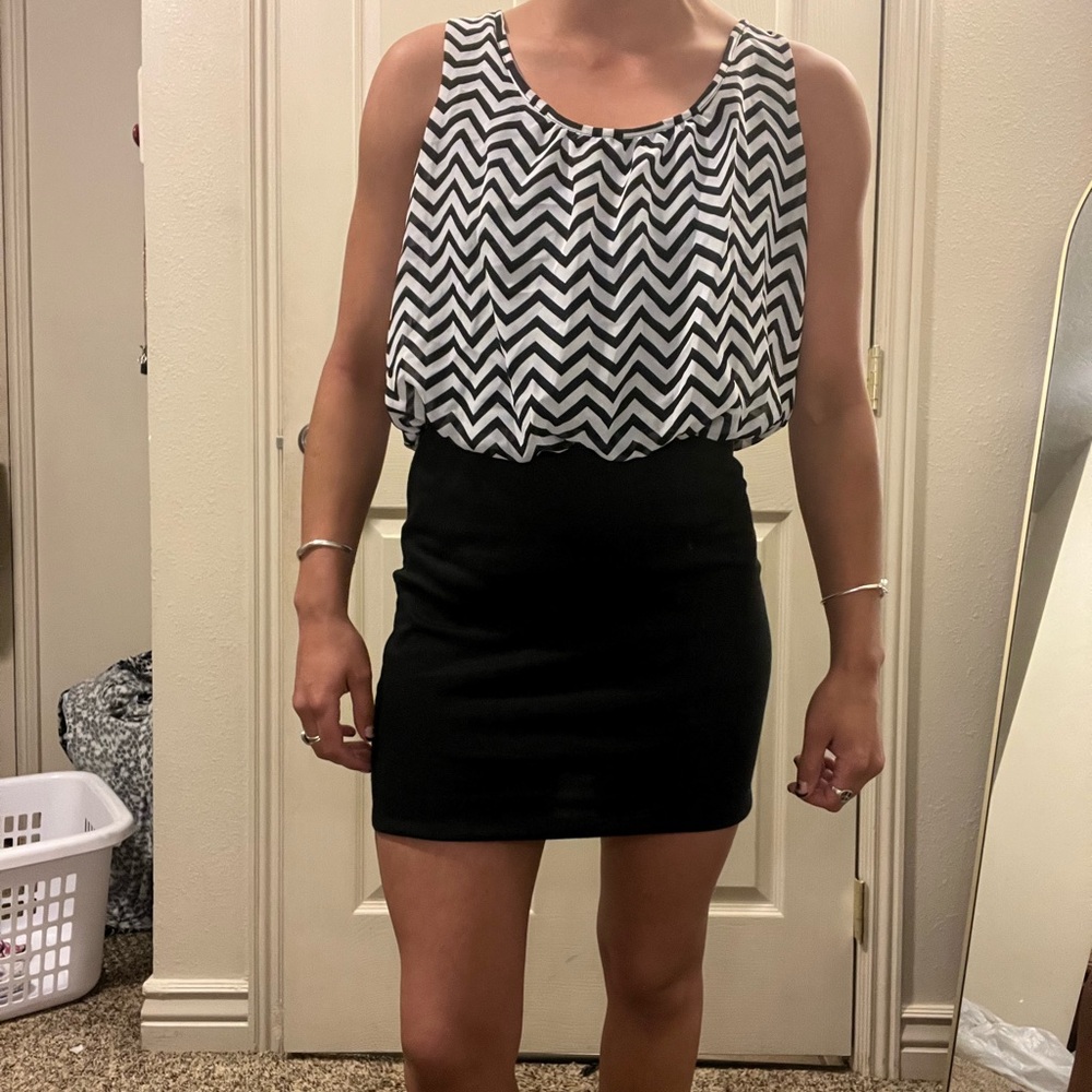 Black and White Chevron Bodycon Dress